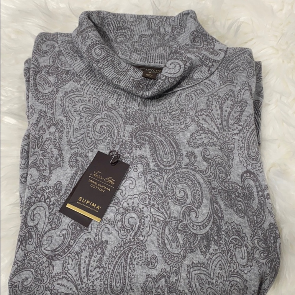 Tasso Elba Men's Paisley Supima Cotton Turtleneck - Picture 4 of 9